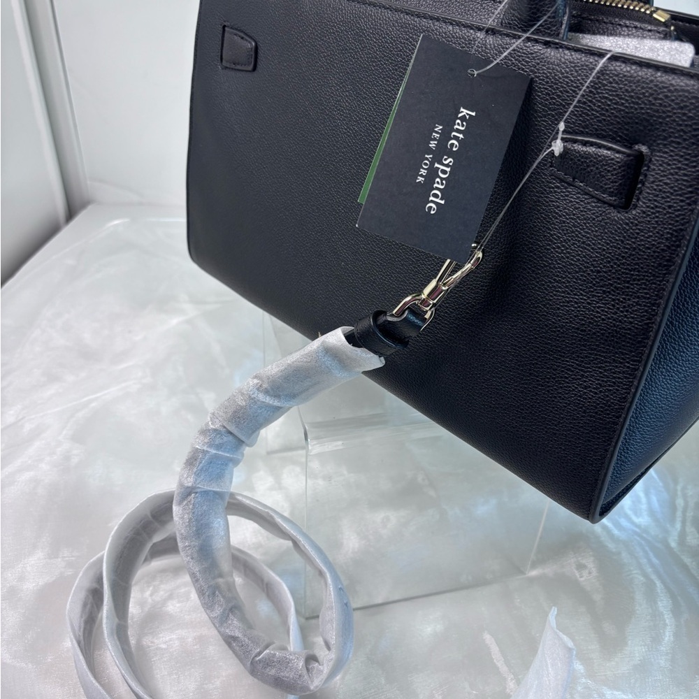 kate spade new york Deco Pebbled Leather Medium Satchel Black - Picture 5 of 15